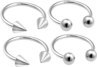 Versatile 4-Piece 18g Surgical Steel Horseshoe Stud Set - Ideal for Nose, Lip, Cartilage, Tragus & Eyebrow Piercings