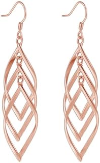 14K Gold Plated Sterling Silver Dangle Earring Long Linear Drop Earrings for Women Girls