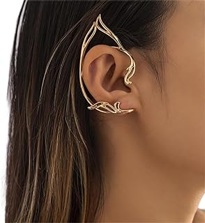 Gothic Elf Ear Cuffs 2Pcs Cute Cat Ear Wrap Non-pierced Fake Earrings for Cosplay Party Cartilage Climber Ear Accessories for Women and Girls