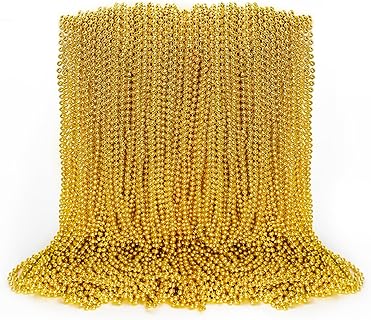 EOBOH Gold Mardi Gras Bead Necklace, 100PCS, 33" with Classic Bead Design for Men and Women, Versatile Festival Parade Accessory for Weddings, Birthdays, and Parties