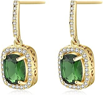 Vintage Emerald Chandelier Dangle Earrings-18K Gold Plated Green Austrian Crystal Teardrop for Women,Bridal,Wedding,Statement