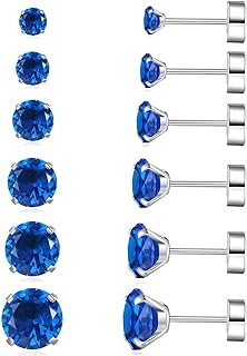 Purple Stainless Steel Cubic Zirconia Stud Earrings Set - Hypoallergenic, Trendy Hoop and Stud Designs for Women and Men - Versatile Ear Jewelry Collection for All Occasions