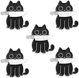 Pin-clasp Black Cat Brooch without Gemstone for Women, Girls and Teens - Cute Cartoon Kitty Design in Durable Alloy
