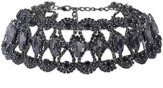 Tiande Sexy Rhinestone Choker Necklace for Women Dainty CZ Diamond Gem Chokers for Women Girls - Black