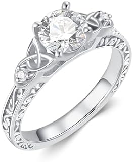 1-2 Carat Round Cut Moissanite Engagement Ring for Women 0.04 Carat Lab Grown Diamond 925 Sterling Silver/10k/14k/18k Real Gold Custom Engagement Ring （D Color, VVS Clarity）