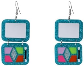 Mens 80s Retro French Wire Backed Vinyl Tape Dangle Earrings with Acrylic and Zinc from Xuzhiyuan - Perfect Gift for Women and Girls, Unique Oval Design - Ideal for Parties and Holidays