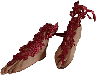 Asphire Sexy Lace Embroidery Anklet with Toe Ring 2pcs Floral Bridal Barefoot Sandals Vintage Wedding Foot Ankle Slave Bracelet Prom Festival Foot Jewelry for Women