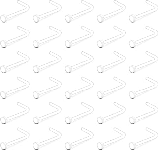 QWALIT Clear Nose Studs for Work Clear Nose Rings for Work Clear Nose Piercing Plastic Nose Rings for Surgery Invisible Nose Ring Retainer Clear Nose Ring Spacers 20g Nose Retainer