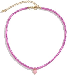 Boho Heart Beaded Choker Necklace Love Heart Summer Beach Colorful Beaded Pendant Necklace For Women Girls Fashion Jewelry Gift