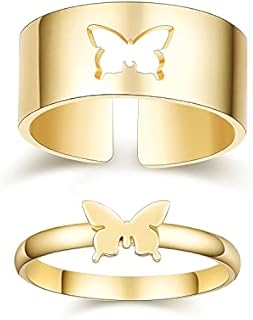 Butterfly Rings for Couples 18K White Gold Plated couple rings for him and her sets promise rings Wedding Engagement Bands Sets butterfly couple ring set Anniversary Birthday Gift