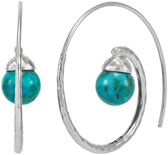 Silpada 'Whirling Wonder’ Sterling Silver Compressed Turquoise Hoop Earrings