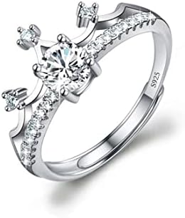 M&Ostyle 925Silver Moissanite Adjustable Engagement Ring, Promise Eternity Ring for Women,Wedding Rings,Jewelry Gift,Friendship Promise Fashion Jewelry Valentine Gifts for Women