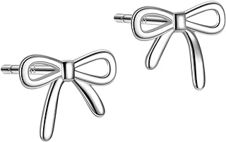 Bow Earrings Silver Bow Studs for Women Ribbon Earrings Bowknot Stud Earrings Small Bow Jewelry for Girls Christmas Gift