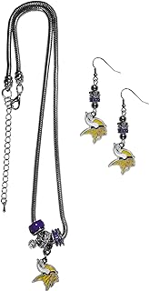 Siskiyou NFL Womens Euro Bead Earrings and Necklace Set