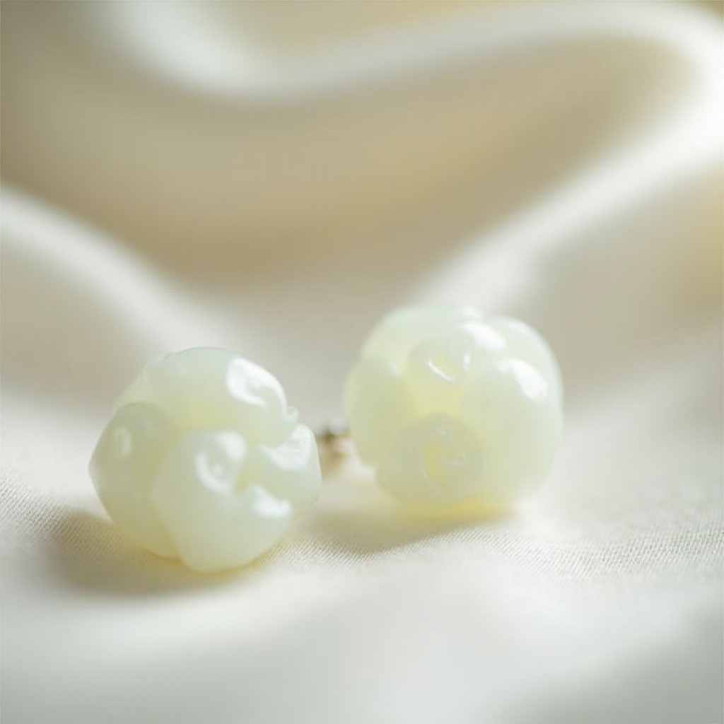 Boucles d'Oreilles en Jade Blanc : Élégance Intemporelle