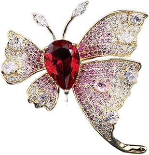 14K Gold Handmade Brooch, Corsage Brooch Buckle Colored Moissanite Inlaid Suit Coat Accessories Anti-lost Butterfly Brooch