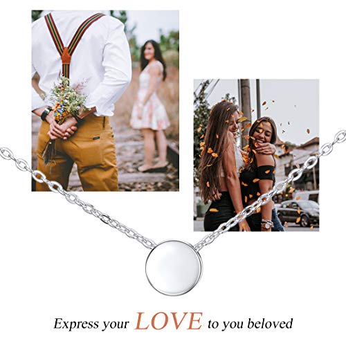 Personalized 925 Sterling Silver Dainty Small Heart/Star/Moon/Dot/Triangle Pendant Necklace for Women, Silver/Gold/Rose Gold/Black (with Gift Box)