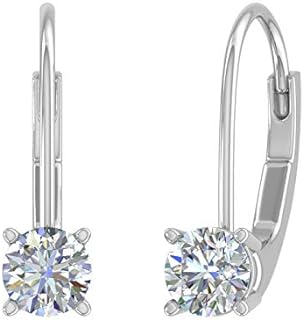 0.40 to 3/4 Carat Diamond Leverback Drop Earrings in 10K Gold - IGI Certified