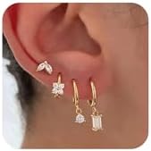 Stud Earrings for Women,14k Gold Plated Huggie Hoop Earrings Dainty Cartilage Earring Sets for Multiple Piercing Hypoallergenic Small Gold Hoop Earrings for Women Trendy Gold Hoops Jewelry