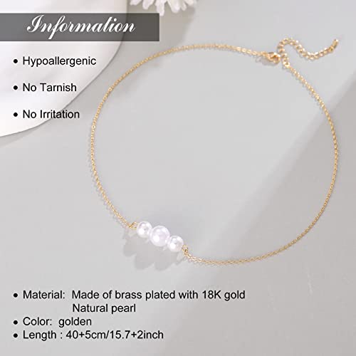Dainty Choker Necklace for Women 14K Gold Plated Pearl Choker Necklace Trendy Minimalist Pearl Choker Jewelry Gifts