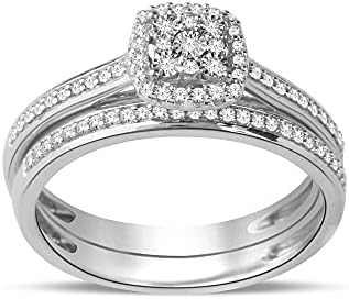 Sterling Silver 1/5CT TDW Diamond Cluster Wedding Jewelry Engagement Rings for Women (I-J,I2)