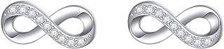 S925 Sterling Silver Infinity Cubic Zirconia Stud Earrings for Women Teenager