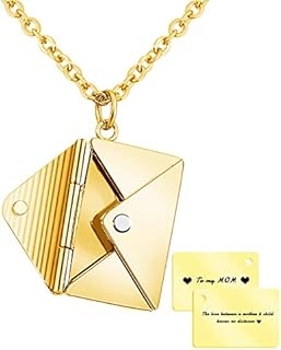 Ruibeila Personalized Custom Envelope Necklace with Message - Engraved Love Letter Necklace Secret Lockets - Grandma Necklace - Mom Necklace for Women Great Mother's Day Gift Jewelry Gifts