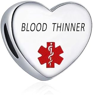 Heart Medical Alert ID TYPE2 DIABETES Charms Emergency First Aid Laser Engraved Health Alert Bead for Pandora Bracelets Women