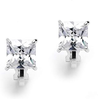 Mariell 2 Carat Princess-Cut Cubic Zirconia Clip On Earrings - Genuine Platinum Plated Clip-on Studs