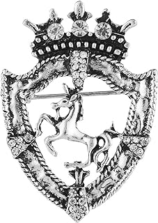 FUTIMELY Vintage Shield Horse Crown Pin Brooch Gold Silver Plated Crystal Collar Blazer Lapel Pins Brooches Fashion Personalized Party Jewelry For Men Women