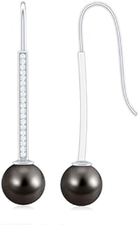 June Birthstone, 925 Sterling Silver Tahitian Pearl Drop Earrings with Moissanite, French Wire Back for Women, Elegant Drop Design