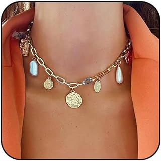 Women's Boho Gold Charm Choker Necklace with Alloy Chain and Leather Accent - Ideal for Summer Beach Style