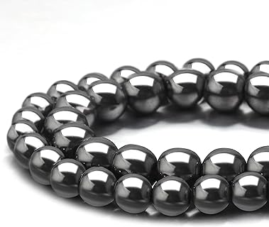 6mm Hematite Round Bead Necklace in Genuine Stone with Polished Finish, for Jewelry Making - Youngbling Natural Gemstone Beads