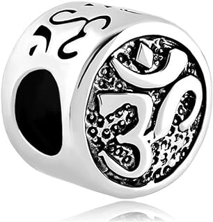 LovelyJewelry Lucky Silver Plated Om Symbol Love Yoga Sports Charm Beads For Bracelet