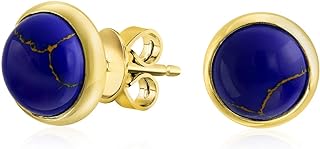 Classic Amber Stud Earrings with Push Back, Opulent Black Onyx & Blue Turquoise 14K Gold Plated for Ladies, Oval Design