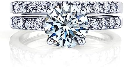 Exquisite Bitcoin Engagement Ring, Encrusted with Moissanite Gem, Ideal for a Loving Bride, Round Design in White-Gold-Plated Silver