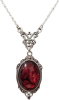 Gothic Blood Cat Eye Pendant Necklace Victoria Vintage Red Crystal Cameo Necklace Ruby Vampire Necklace Halloween Costume Accessories Necklace for Women Teen Girls