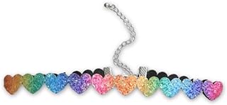 Charming Ball Clasp C-Link Choker Necklace with Rainbow, Heart, Star & Butterfly Design for Women & Girls - Ideal 80's Nostalgic Jewelry for Parties, Valentine's & Birthdays