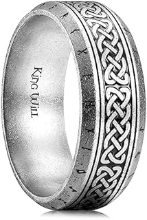 King Will Stainless Steel Wedding Band for Men - 8mm Black Silver Plated High Polished Inlay Celtic knot Ring for Everyday Wear Comfort Fit