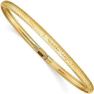 Classic 14K Yellow Gold Flexible Cuff Bangle with Unique Clasp, Perfect for Women, Elegant Stackable Design