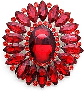 Women's Statement Piece Elegant Oval Crystal Rhinestone Flower Brooch Pin