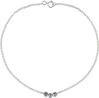 NOVICA Handmade Blue Topaz Anklet .925 Sterling Silver from Thailand Chain Modern Birthstone 'Sky Walk'