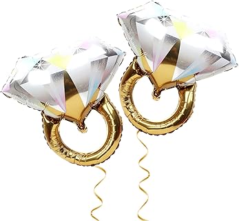 Rowwait Ballon de Fête Prénuptiale Rose Gold en Forme de Bague en Diamant avec Aluminium et Grande Taille pour Mariage, Anniversaire ou Fiançailles