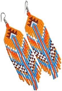 Handmade beaded native american style glass seed bead earrings Pendientes de cuentas nativas al estilo mexicano de artesanos gifts for women/teens