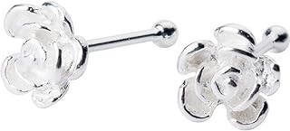 Unique Nose Rings Studs 22g Body Piercing Jewelry for Women Girls S925 Sterling Silver Tiny Rose Flower Ball Bead Labret Screw Micro Nose Stud Post Pin Hypoallgenic Personalized Jewelry