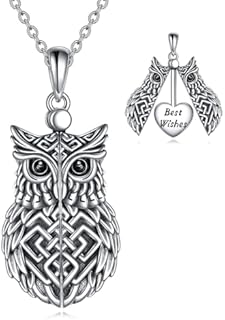 Best Wishes Owl Locket Necklace in 925 Sterling Silver with Lobster Clasp, Perfect Owl Jewelry Gifts for Women and Girls
