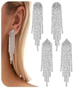 Chic Push-Back Rhinestone Dangle Earrings: Sterling Silver & Brass with Cubic Zirconia for Women - Versatile Long Bowknot & Crystal Tassel Designs