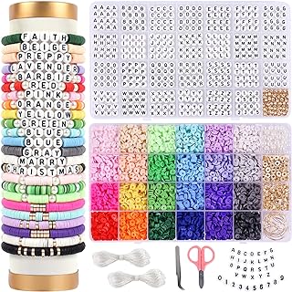6000 PCS Clay Beads for Bracelets Making Kit with A-Z Letter Beads, Friendship Bracelet Kit with Alphabet Beads, Earrings Necklace Craft Jewelry Making Kit for Adults