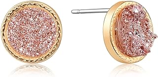 Humble Chic Simulated Druzy Stud Earrings for Women - 10mm Gold Tone Round Earring Studs