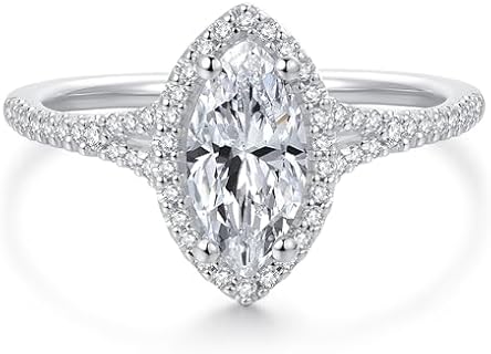 Stunning 1 Carat Marquise Cut Moissanite Engagement Ring in Sterling Silver for Women - Elegance & Durability